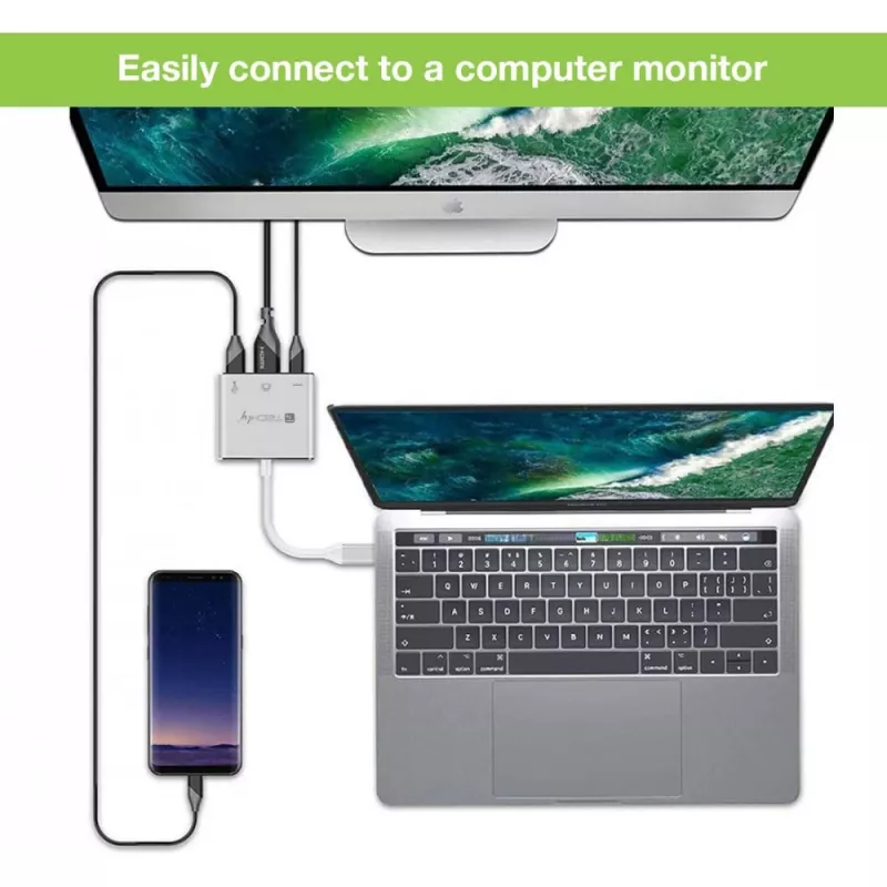 Techly IADAP USB31-HDMIPTY laptop dock/port replicator Wired USB 3.2 Gen 1 (3.1 Gen 1) Type-C Silver