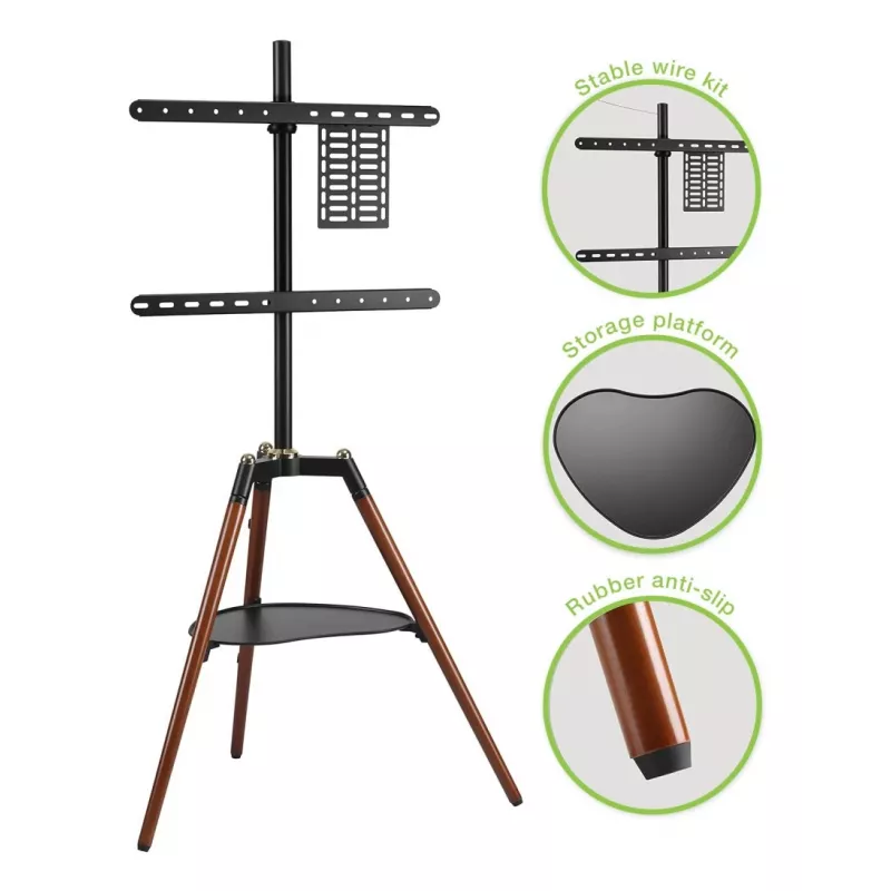 Techly ICA-TR58 TV mount/stand 165.1 cm (65 inch) Black, Wood