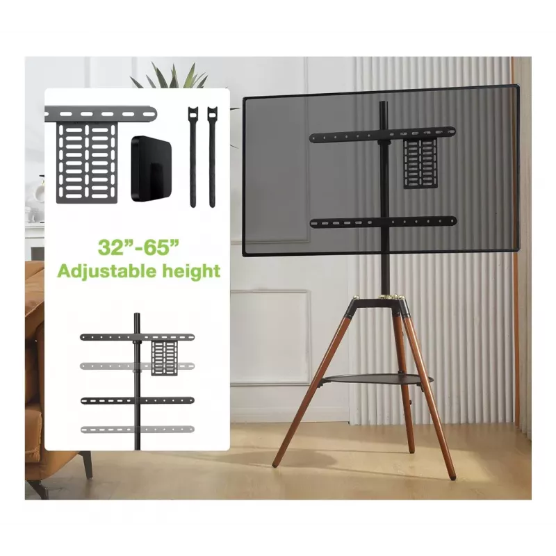 Techly ICA-TR58 TV mount/stand 165.1 cm (65 inch) Black, Wood