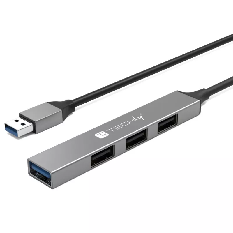 Techly IUSB32-HUB4A-3U2SLS laptop dock/port replicator Wired USB 3.2 Gen 1 (3.1 Gen 1) Type-A Grey