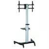 Techly Floor Stand with Shelf Trolley TV LCD/LED 37-86 inch, 200 x 200 mm, 600 x 400 mm, -10 - 5°, 180°, Aluminium, Plastic, Steel, Black, Grey