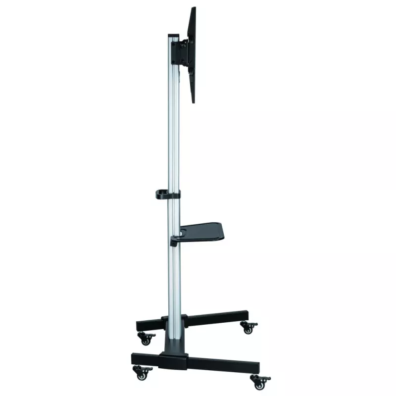 Techly Floor Stand with Shelf Trolley TV LCD/LED 37-86 inch, 200 x 200 mm, 600 x 400 mm, -10 - 5°, 180°, Aluminium, Plastic, Steel, Black, Grey