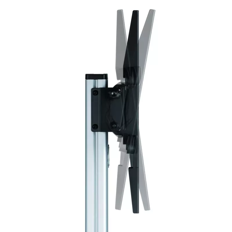 Techly Floor Stand with Shelf Trolley TV LCD/LED 37-86 inch, 200 x 200 mm, 600 x 400 mm, -10 - 5°, 180°, Aluminium, Plastic, Steel, Black, Grey