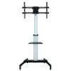 Techly Floor Stand with Shelf Trolley TV LCD/LED 37-86 inch, 200 x 200 mm, 600 x 400 mm, -10 - 5°, 180°, Aluminium, Plastic, Steel, Black, Grey
