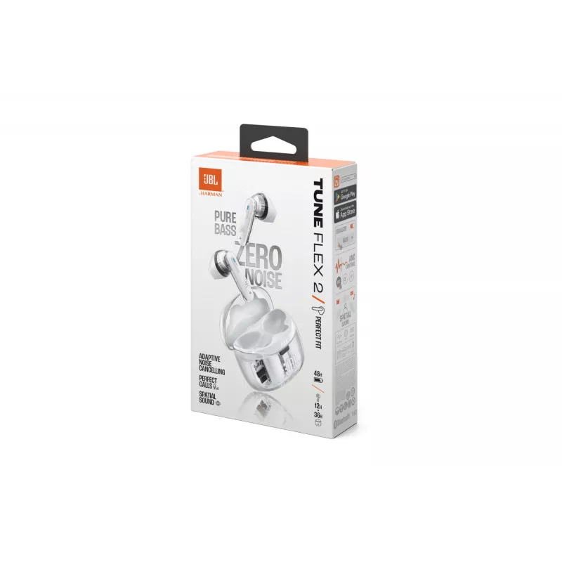 Headset JBL Tune Flex 2 Ghost Edition — True Wireless (TWS) in-ear, Bluetooth, 20–20000 Hz, White