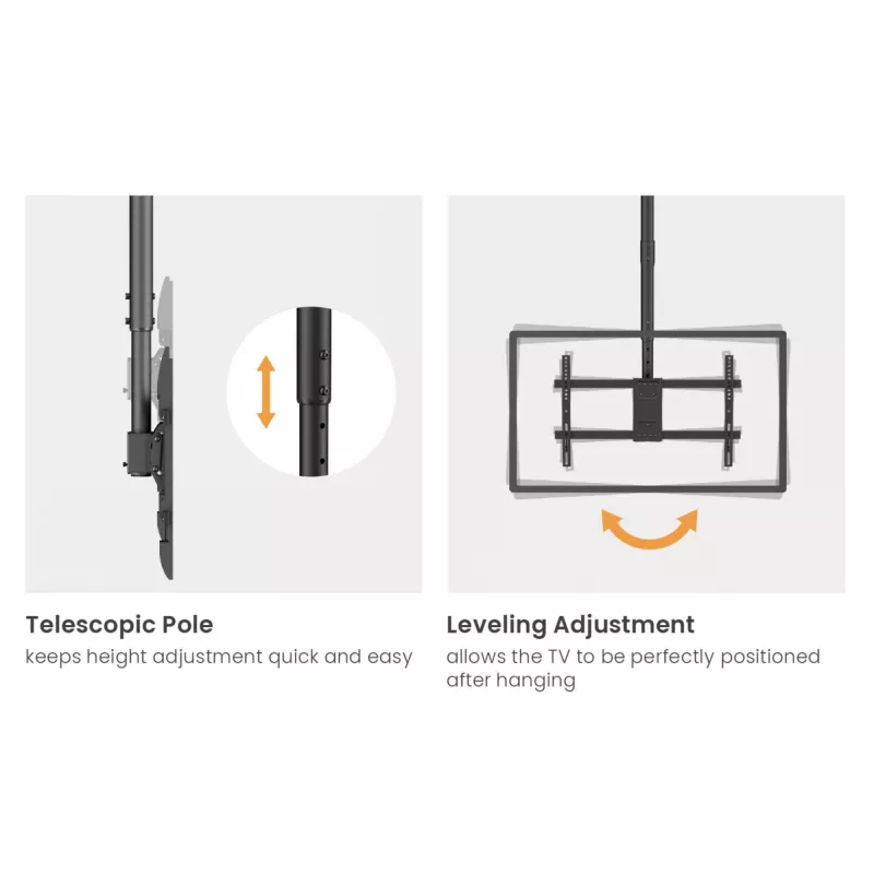 Ceiling mount for dual screens EQUIP 32 inch–60 inch (VESA 200x200–600x400, max 80 kg, swivel ±180°), black
