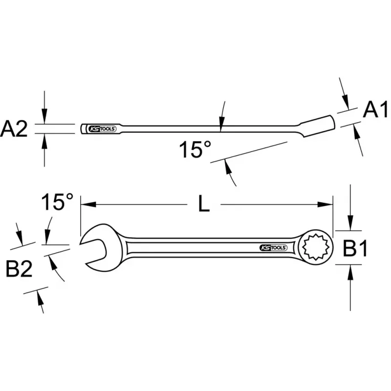 Combination wrench KS Tools 517.0610, 10 mm, chrome‑vanadium, 140 mm length