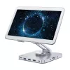 Techly 8-in-1 USB-C Hub Docking Station Tablet Stand, Tablet stand, Silver, Aluminium, 360°, USB 3.2 Gen 1 (3.1 Gen 1) Type-C, 5000 Mbit/s