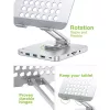 Techly 8-in-1 USB-C Hub Docking Station Tablet Stand, Tablet stand, Silver, Aluminium, 360°, USB 3.2 Gen 1 (3.1 Gen 1) Type-C, 5000 Mbit/s