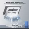 Techly 8-in-1 USB-C Hub Docking Station Tablet Stand, Tablet stand, Silver, Aluminium, 360°, USB 3.2 Gen 1 (3.1 Gen 1) Type-C, 5000 Mbit/s