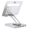Techly 8-in-1 USB-C Hub Docking Station Tablet Stand, Tablet stand, Silver, Aluminium, 360°, USB 3.2 Gen 1 (3.1 Gen 1) Type-C, 5000 Mbit/s