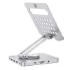 Techly 8-in-1 USB-C Hub Docking Station Tablet Stand, Tablet stand, Silver, Aluminium, 360°, USB 3.2 Gen 1 (3.1 Gen 1) Type-C, 5000 Mbit/s