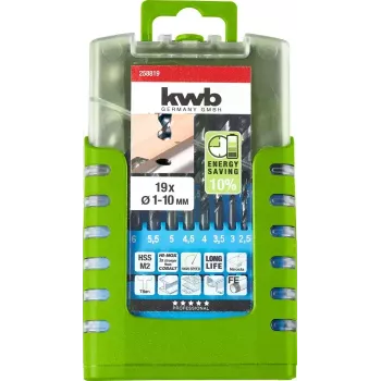 Drill bit set KWB 258819 19 pcs Right hand rotation