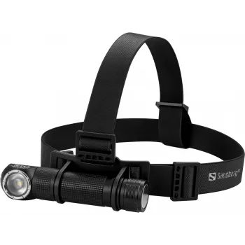 Sandberg Headlamp 1000 Pro, Headband flashlight, Black, Aluminium, IP66, LED, 25 lm