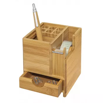 Pen and pencil holder WEDO 61 1707 in bamboo — 103×103×117 mm