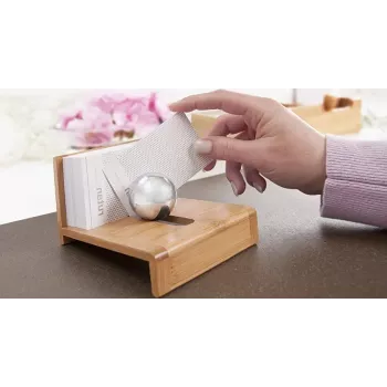 Business card holder WEDO 61 1407 — bamboo wood, 114×100×69 mm
