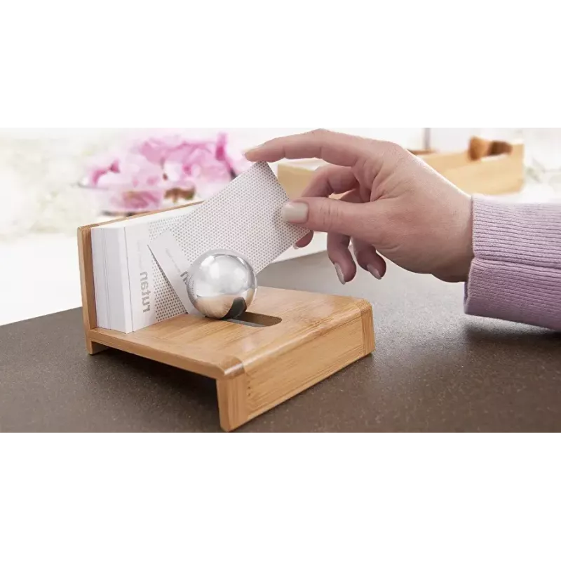 Business card holder WEDO 61 1407 — bamboo wood, 114×100×69 mm