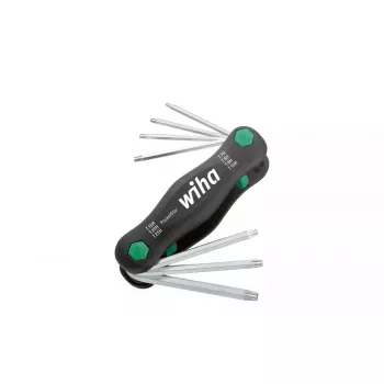 Fold-up Torx key set Wiha 25128 — 7 pcs (T7–T25), black/green, 104 g