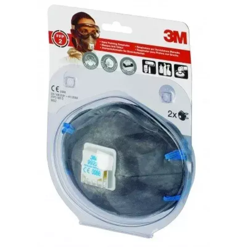 Dust mask 3M 9922C2, reusable respirator-style, pack of 2, anthracite