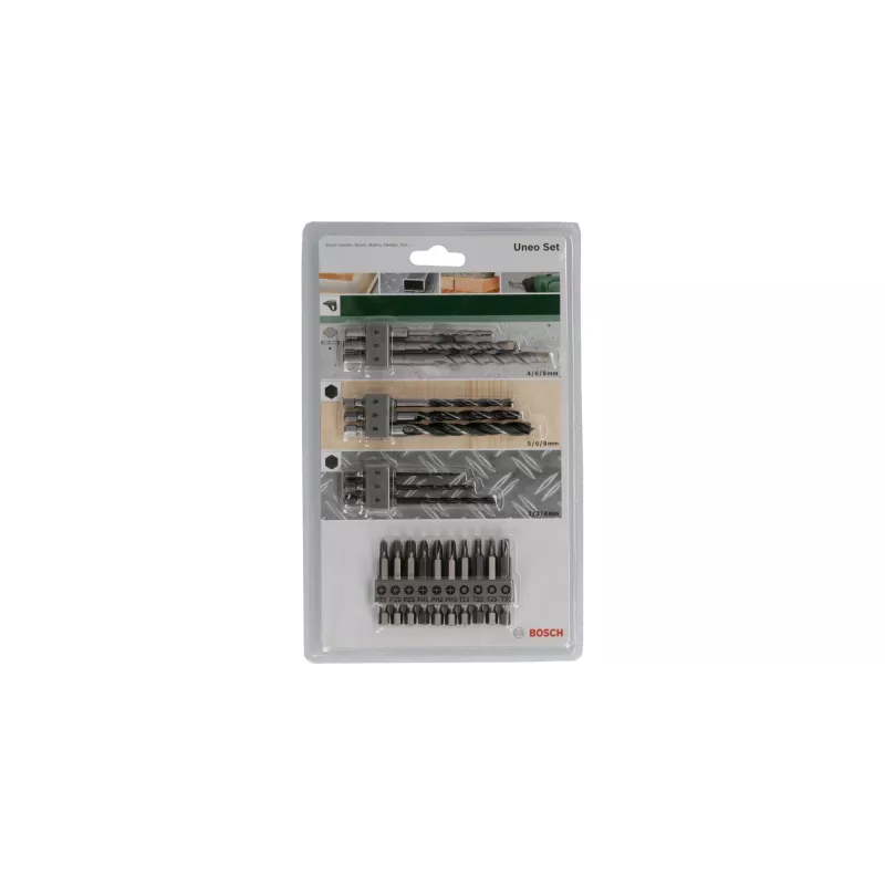 Drill bit set Bosch 2609256989, 19 pieces — for concrete, metal, wood, stainless steel finish