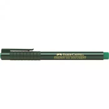 Fineliner pen Faber-Castell 151163 — green ink, black barrel, round shape, 1 pc