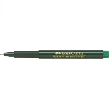 Fineliner pen Faber-Castell 151163 — green ink, black barrel, round shape, 1 pc