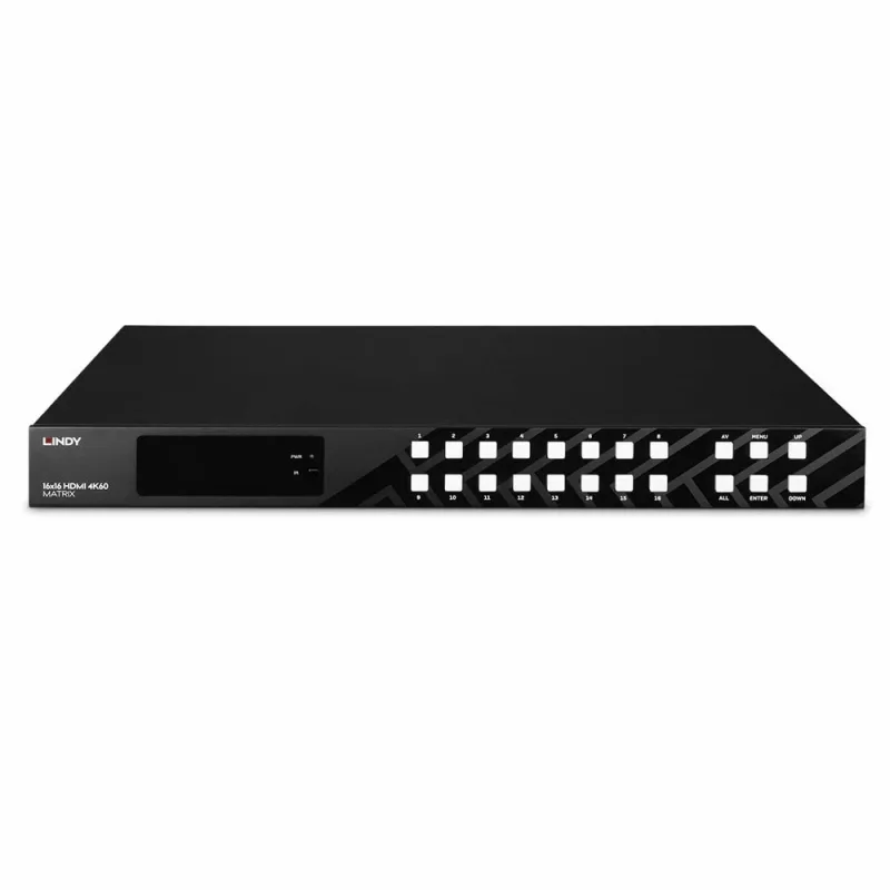 Lindy 16x16 HDMI 4K60 Matrix, HDMI, HDMI, 3.5 mm, 3840 x 2160 pixels, Black, Metal