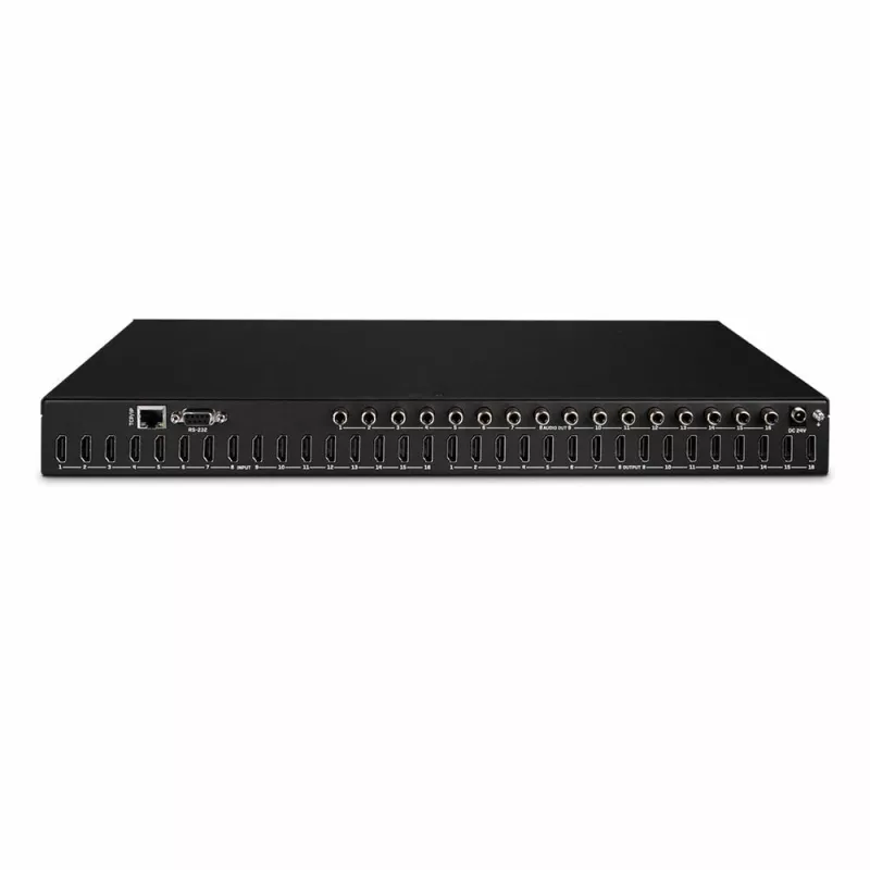 Lindy 16x16 HDMI 4K60 Matrix, HDMI, HDMI, 3.5 mm, 3840 x 2160 pixels, Black, Metal