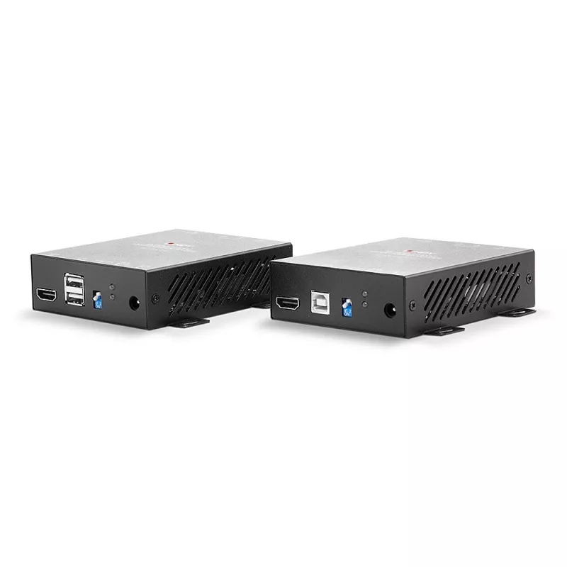 Lindy 300m Fibre Optic HDMI 4K60 and USB KVM Extender, Transmitter & receiver, Wired, 300 m, 3840 x 2160 pixels, Black, Metal