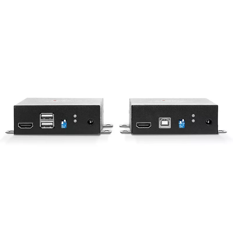 Lindy 300m Fibre Optic HDMI 4K60 and USB KVM Extender, Transmitter & receiver, Wired, 300 m, 3840 x 2160 pixels, Black, Metal