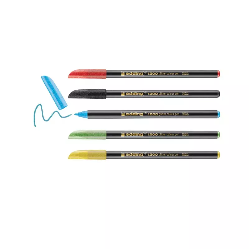 Felt Pen Edding 4-1200-5-3 Aqua Black Light Green Red Yellow Bullet Tip