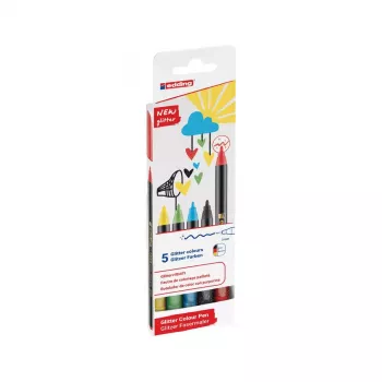 Felt Pen Edding 4-1200-5-3 Aqua Black Light Green Red Yellow Bullet Tip