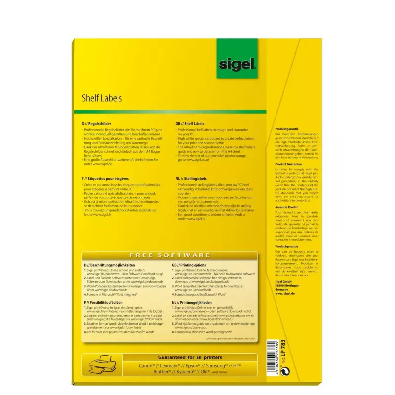 Self-adhesive label Sigel LP783 Rectangle White 420 pc(s)