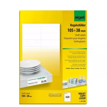 Self-adhesive label Sigel LP783 Rectangle White 420 pc(s)
