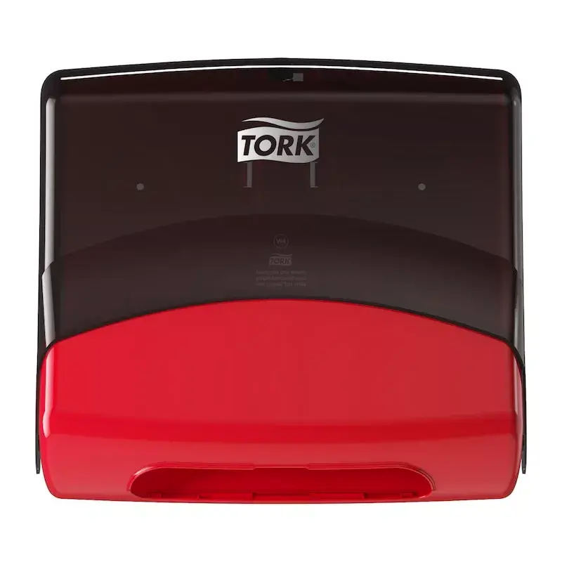 Paper towel dispenser Tork 654008 — wall-mounted, width 427 mm, depth 206 mm, height 394 mm, red