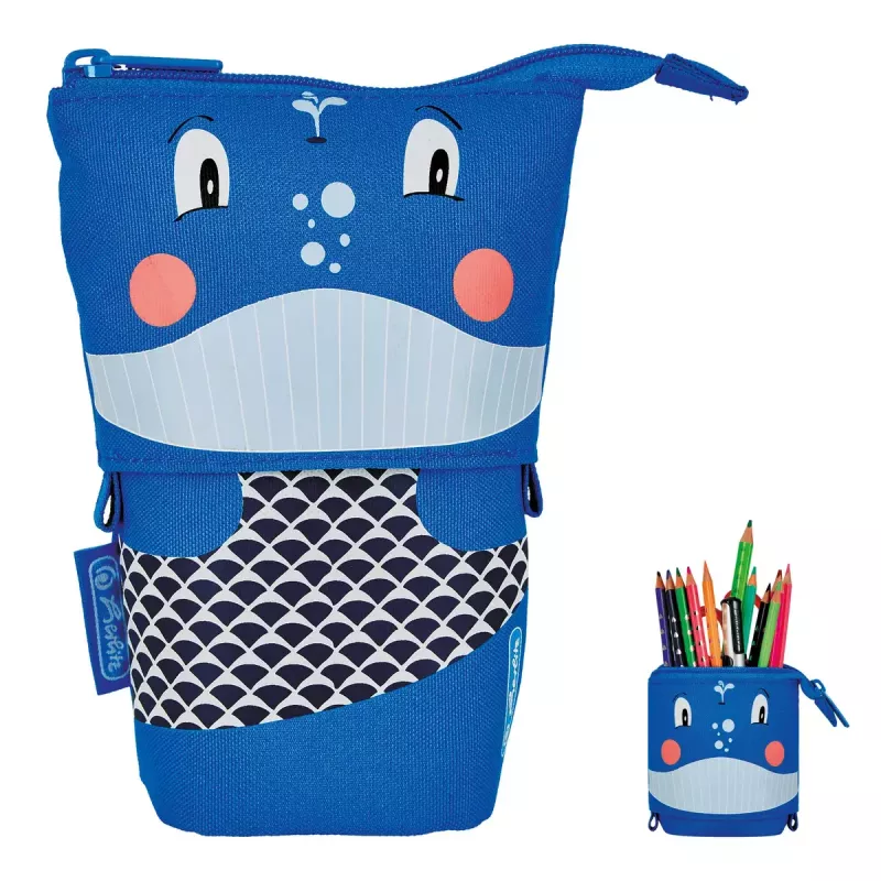 Soft pencil case Herlitz Whale Polyester Black Blue Pink