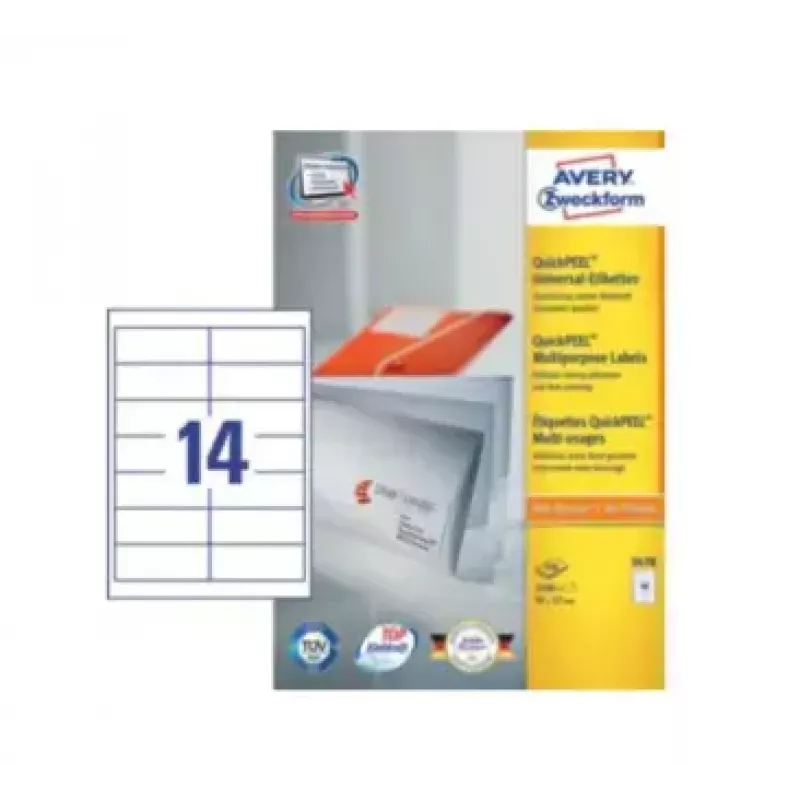 Self-adhesive addressing labels Avery Zweckform 3678 — white paper, 9.7×3.7 cm, 1400 labels (100 sheets)