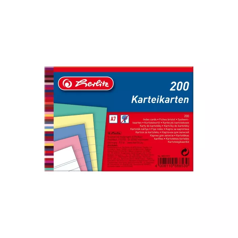Index Card Herlitz 50019373 Blue Pink Rose
