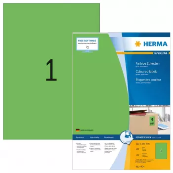 Self-adhesive printer label HERMA Coloured Labels A4 210x297 mm green paper matt 100 pcs