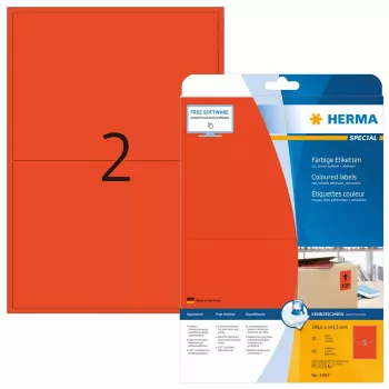 Self-adhesive printer label HERMA Coloured Labels A4 199.6x143.5 mm red paper matt 40 pcs