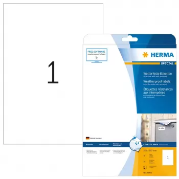 Self-adhesive printer label HERMA Inkjet labels A4 210x297 mm white film matt weatherproof 10 pcs.