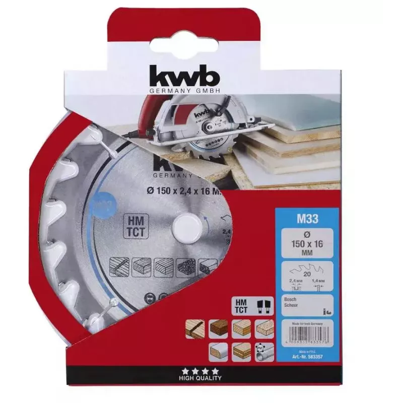 Circular Saw Blade KWB 583357 15 cm for Hardwood Plywood Softwood