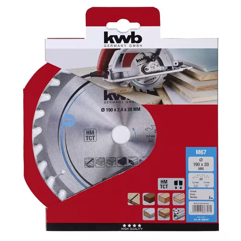 Circular Saw Blade KWB 586757 Tungsten Carbide Tipped 1 pc