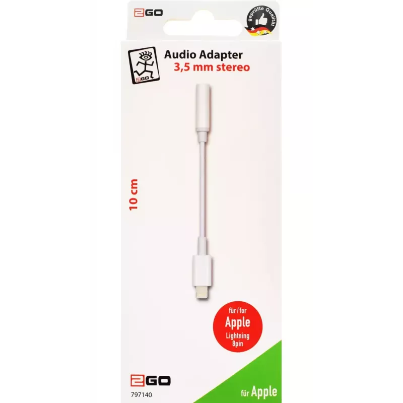Audio Cable 2GO 797140 0.1m 3.5mm Lightning White