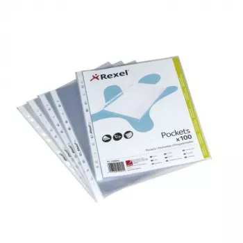Rexel Premium A4 Top Opening Pockets Clear (100), Legal, Transparent, Polypropylene (PP), Portrait, 0.08 mm, 255 mm