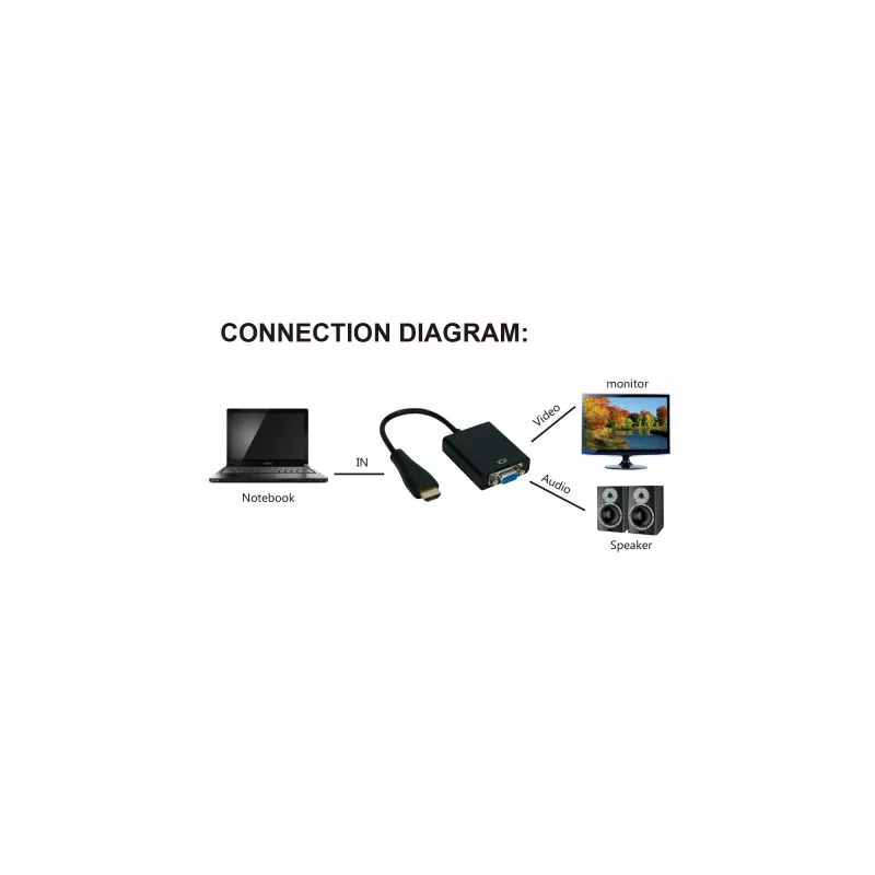 InLine Converter HDMI to VGA with Audio Input HDMI Output VGA and Stereo Audio