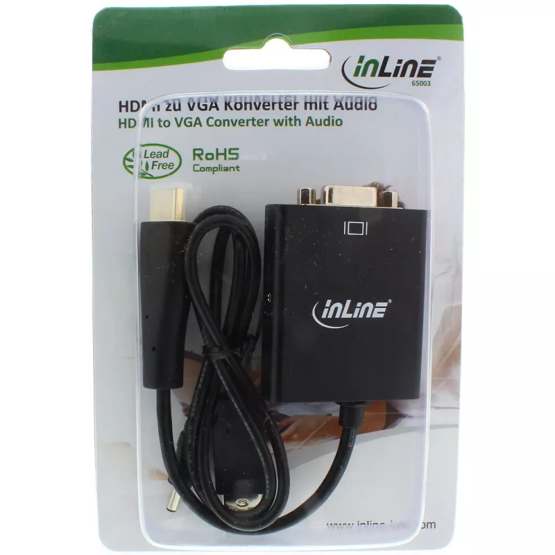 InLine Converter HDMI to VGA with Audio Input HDMI Output VGA and Stereo Audio