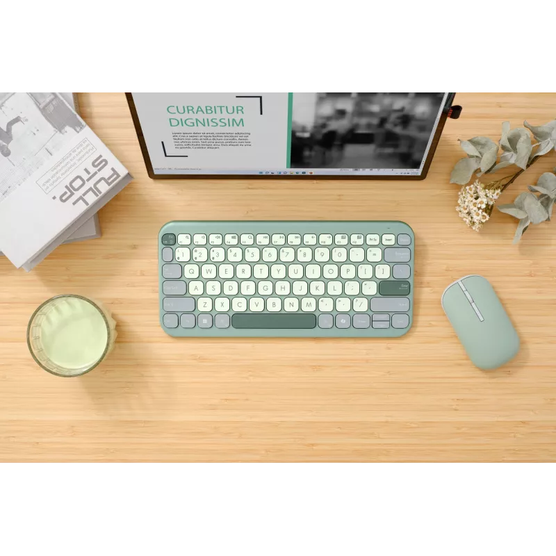 Wireless Bluetooth 75% ASUS Marshmallow KW100 keyboard — QWERTZ layout, scissor switches, green, for home