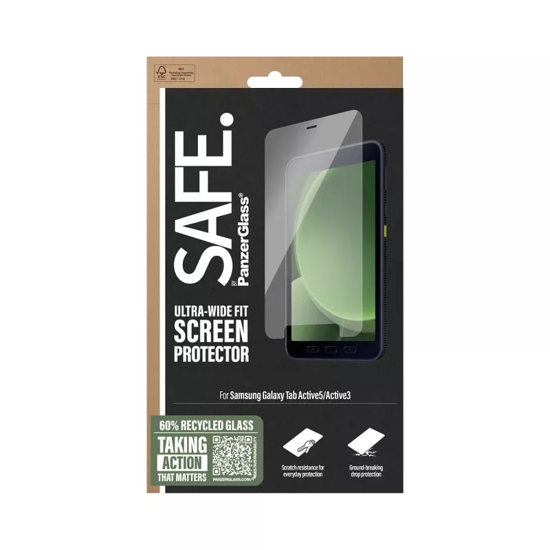 PanzerGlass SAFE. by ® Screen Protector Samsung Galaxy Tab Active5 | Active3 | Ultra-Wide Fit