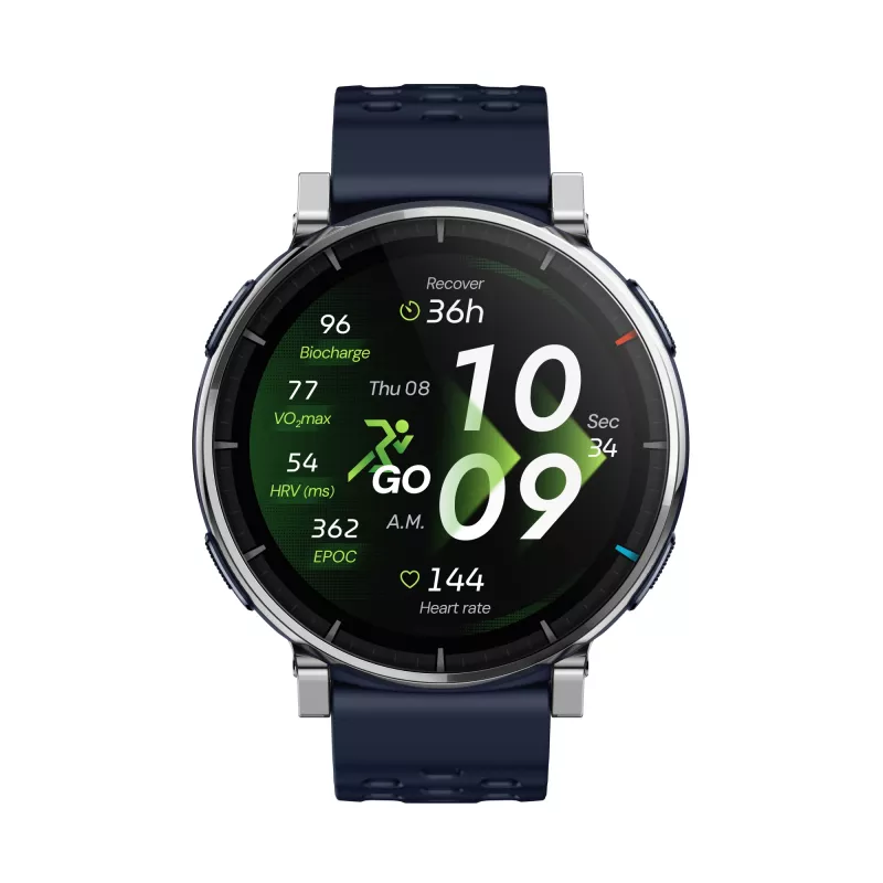 Smartwatch Amazfit W2558GL2N — 1.32 inch (3.35 cm) AMOLED 466×466 px, GPS, 365 mAh, silicone band (blue)